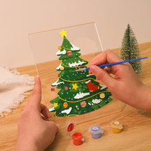 Cargar imagen en el visor de la galería, Pintar por números - Soporte de madera con Luz LED 15x20cm - Árbol de Navidad