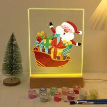 Cargar imagen en el visor de la galería, Pintar por números - Soporte de madera con Luz LED 15x20cm - Papá Noel 01