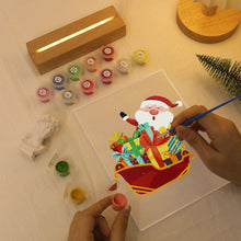 Cargar imagen en el visor de la galería, Pintar por números - Soporte de madera con Luz LED 15x20cm - Papá Noel 01
