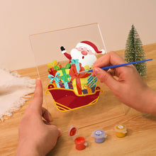 Cargar imagen en el visor de la galería, Pintar por números - Soporte de madera con Luz LED 15x20cm - Papá Noel 01