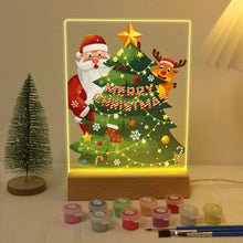 Cargar imagen en el visor de la galería, Pintar por números - Soporte de madera con Luz LED 15x20cm - Papá Noel 03