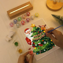 Cargar imagen en el visor de la galería, Pintar por números - Soporte de madera con Luz LED 15x20cm - Papá Noel 03