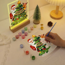 Cargar imagen en el visor de la galería, Pintar por números - Soporte de madera con Luz LED 15x20cm - Papá Noel 03