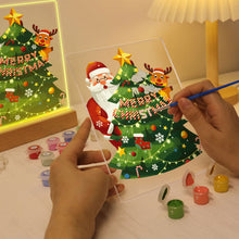 Cargar imagen en el visor de la galería, Pintar por números - Soporte de madera con Luz LED 15x20cm - Papá Noel 03