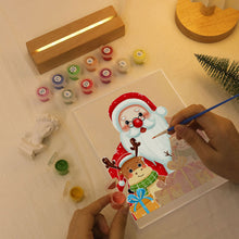 Cargar imagen en el visor de la galería, Pintar por números - Soporte de madera con Luz LED 15x20cm - Papá Noel 04