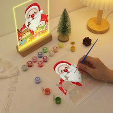 Cargar imagen en el visor de la galería, Pintar por números - Soporte de madera con Luz LED 15x20cm - Papá Noel 04
