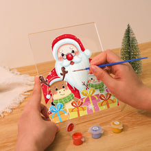 Cargar imagen en el visor de la galería, Pintar por números - Soporte de madera con Luz LED 15x20cm - Papá Noel 04