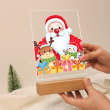 Cargar imagen en el visor de la galería, Pintar por números - Soporte de madera con Luz LED 15x20cm - Papá Noel 04