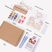 Cargar imagen en el visor de la galería, Pintar por números - Soporte de madera con Luz LED 15x20cm - Papá Noel 04