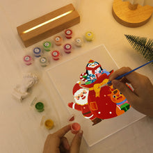 Cargar imagen en el visor de la galería, Pintar por números - Soporte de madera con Luz LED 15x20cm - Papá Noel 05