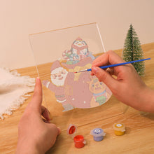 Cargar imagen en el visor de la galería, Pintar por números - Soporte de madera con Luz LED 15x20cm - Papá Noel 05