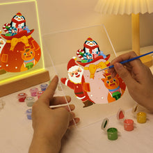 Cargar imagen en el visor de la galería, Pintar por números - Soporte de madera con Luz LED 15x20cm - Papá Noel 05