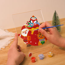 Cargar imagen en el visor de la galería, Pintar por números - Soporte de madera con Luz LED 15x20cm - Papá Noel 05