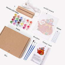 Cargar imagen en el visor de la galería, Pintar por números - Soporte de madera con Luz LED 15x20cm - Papá Noel 05