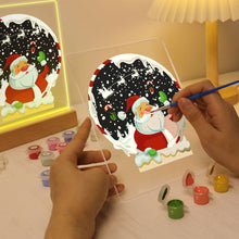 Cargar imagen en el visor de la galería, Pintar por números - Soporte de madera con Luz LED 15x20cm - Papá Noel 06