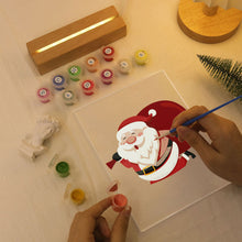 Cargar imagen en el visor de la galería, Pintar por números - Soporte de madera con Luz LED 15x20cm - Papá Noel 07
