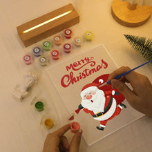 Cargar imagen en el visor de la galería, Pintar por números - Soporte de madera con Luz LED 15x20cm - Papá Noel 07