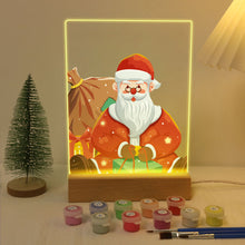 Cargar imagen en el visor de la galería, Pintar por números - Soporte de madera con Luz LED 15x20cm - Papá Noel 09