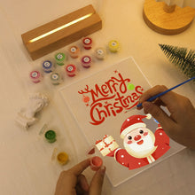 Cargar imagen en el visor de la galería, Pintar por números - Soporte de madera con Luz LED 15x20cm - Papá Noel 10