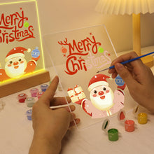 Cargar imagen en el visor de la galería, Pintar por números - Soporte de madera con Luz LED 15x20cm - Papá Noel 10