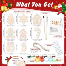 Cargar imagen en el visor de la galería, Decoraciones de Navidad Pintura por Números - Kit Bastón de Caramelo y Galletas de Jengibre