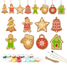 Cargar imagen en el visor de la galería, Decoraciones de Navidad Pintura por Números - Kit Dulces de Pan de Jengibre y Copos de Nieve