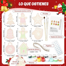 Cargar imagen en el visor de la galería, Decoraciones de Navidad Pintura por Números - Kit Dulces de Pan de Jengibre y Copos de Nieve