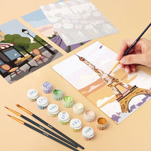 Cargar imagen en el visor de la galería, Mini Pintar por números 15x20cm (6 piezas) - Francia Romántica