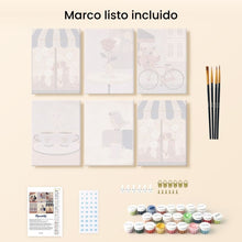 Cargar imagen en el visor de la galería, Mini Pintar por números 15x20cm (6 piezas) - Romance en el Café