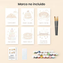 Cargar imagen en el visor de la galería, Mini Pintar por números 15x20cm (6 piezas) - Pasteles Franceses