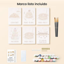 Cargar imagen en el visor de la galería, Mini Pintar por números 15x20cm (6 piezas) - Pasteles Franceses