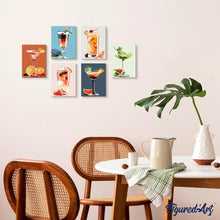 Cargar imagen en el visor de la galería, Mini Pintar por números 15x20cm (6 piezas) - Cócteles Vibrantes