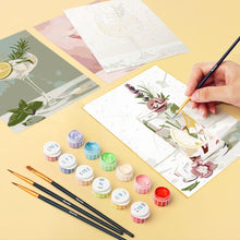 Cargar imagen en el visor de la galería, Mini Pintar por números 15x20cm (6 piezas) - Bebidas Botánicas