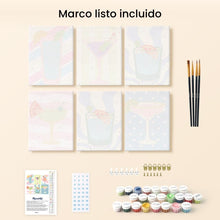 Cargar imagen en el visor de la galería, Mini Pintar por números 15x20cm (6 piezas) - Cócteles Pop Art