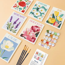 Cargar imagen en el visor de la galería, Mini Pintar por números 15x20cm (6 piezas) - Flores de Alegría