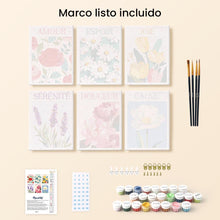 Cargar imagen en el visor de la galería, Mini Pintar por números 15x20cm (6 piezas) - Flores de Alegría