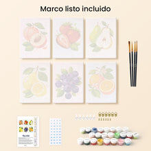Cargar imagen en el visor de la galería, Mini Pintar por números 15x20cm (6 piezas) - Frutas del Jardín