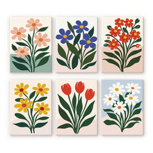 Cargar imagen en el visor de la galería, Mini Pintar por números 15x20cm (6 piezas) - Flores Modernas Figured'Art