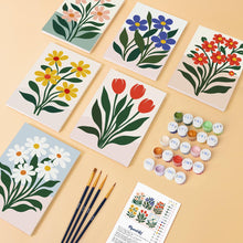 Cargar imagen en el visor de la galería, Mini Pintar por números 15x20cm (6 piezas) - Flores Modernas