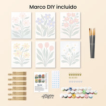 Cargar imagen en el visor de la galería, Mini Pintar por números 15x20cm (6 piezas) - Flores Modernas
