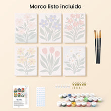 Cargar imagen en el visor de la galería, Mini Pintar por números 15x20cm (6 piezas) - Flores Modernas