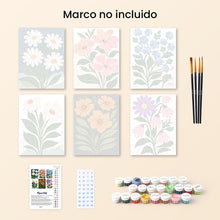 Cargar imagen en el visor de la galería, Mini Pintar por números 15x20cm (6 piezas) - Flores Gráficas