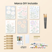 Cargar imagen en el visor de la galería, Mini Pintar por números 15x20cm (6 piezas) - Flores Gráficas