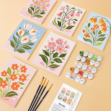 Cargar imagen en el visor de la galería, Mini Pintar por números 15x20cm (6 piezas) - Flores Primaverales