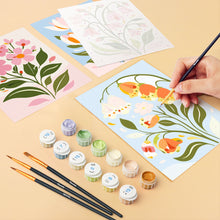 Cargar imagen en el visor de la galería, Mini Pintar por números 15x20cm (6 piezas) - Flores Primaverales