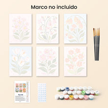 Cargar imagen en el visor de la galería, Mini Pintar por números 15x20cm (6 piezas) - Flores Primaverales