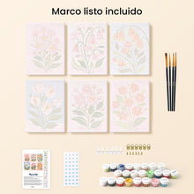 Cargar imagen en el visor de la galería, Mini Pintar por números 15x20cm (6 piezas) - Flores Primaverales