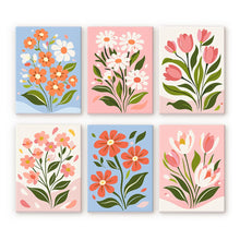 Cargar imagen en el visor de la galería, Mini Pintar por números 15x20cm (6 piezas) - Flores Campestres Figured'Art