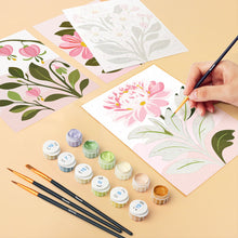 Cargar imagen en el visor de la galería, Mini Pintar por números 15x20cm (6 piezas) - Flores Rosas