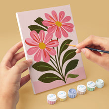 Cargar imagen en el visor de la galería, Mini Pintar por números 15x20cm (6 piezas) - Flores Rosas